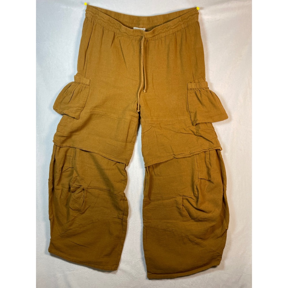 earthbound trading co women's wide statement leg hippie pants L cotton festival